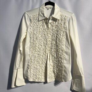Max Studio White Ruffle Shirt